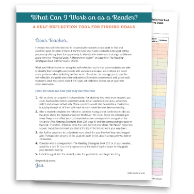 The Reading Strategies Book 2.0 | Self Reflection Tool